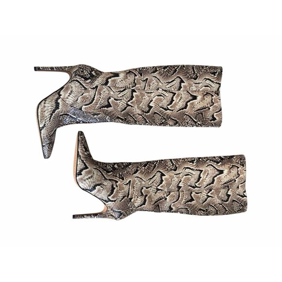 Vince Camuto Knee High Boots Leather Fendel Snake Print Stiletto Heel NEW - Picture 5 of 8